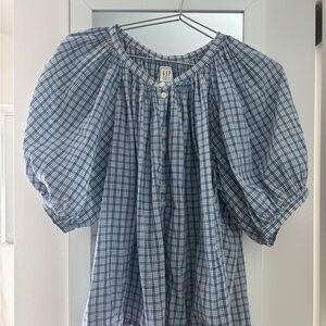 GAP X DOEN Plaid Puff Sleeve Blouse